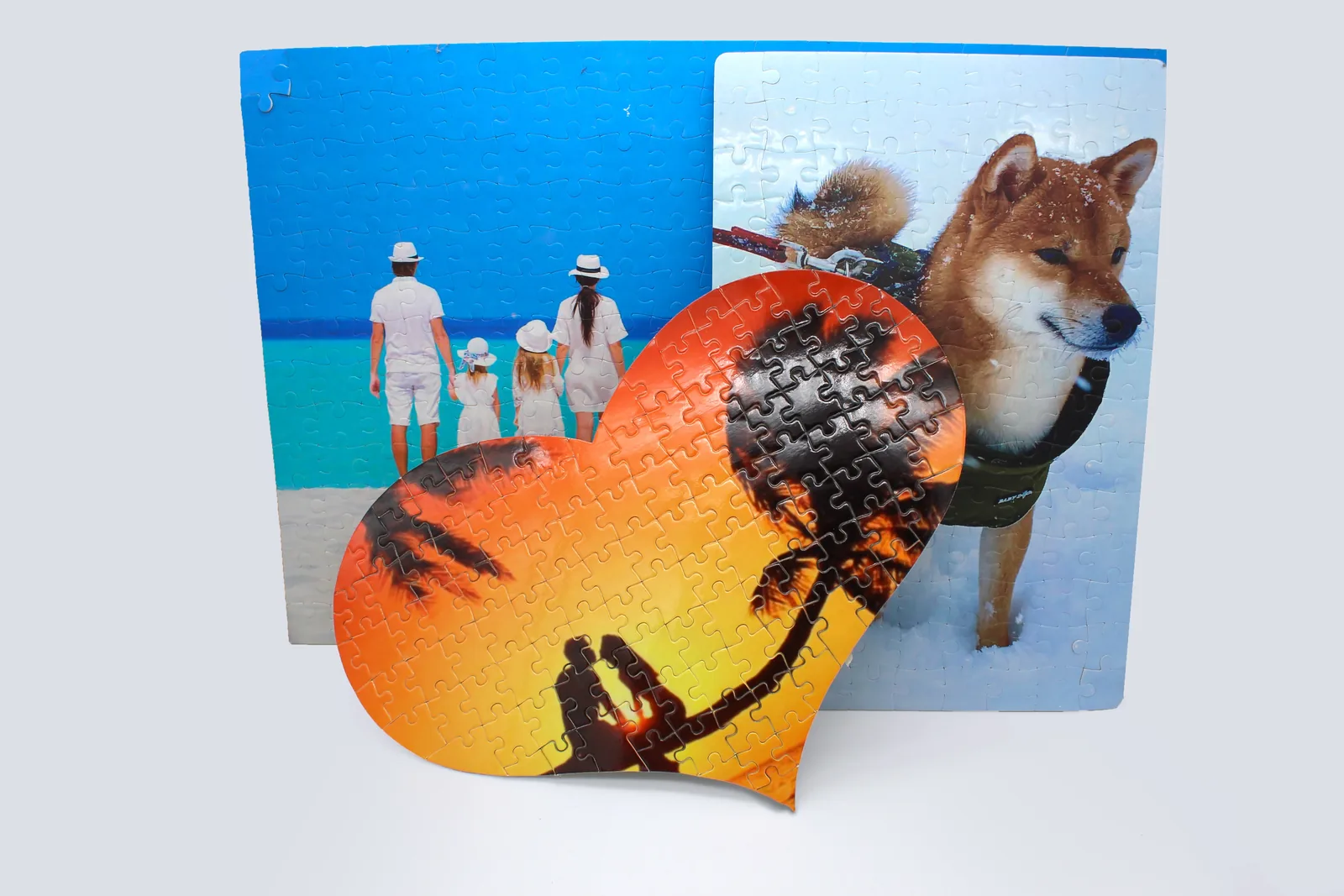 Puzzle a cuore e pannello con foto stampate