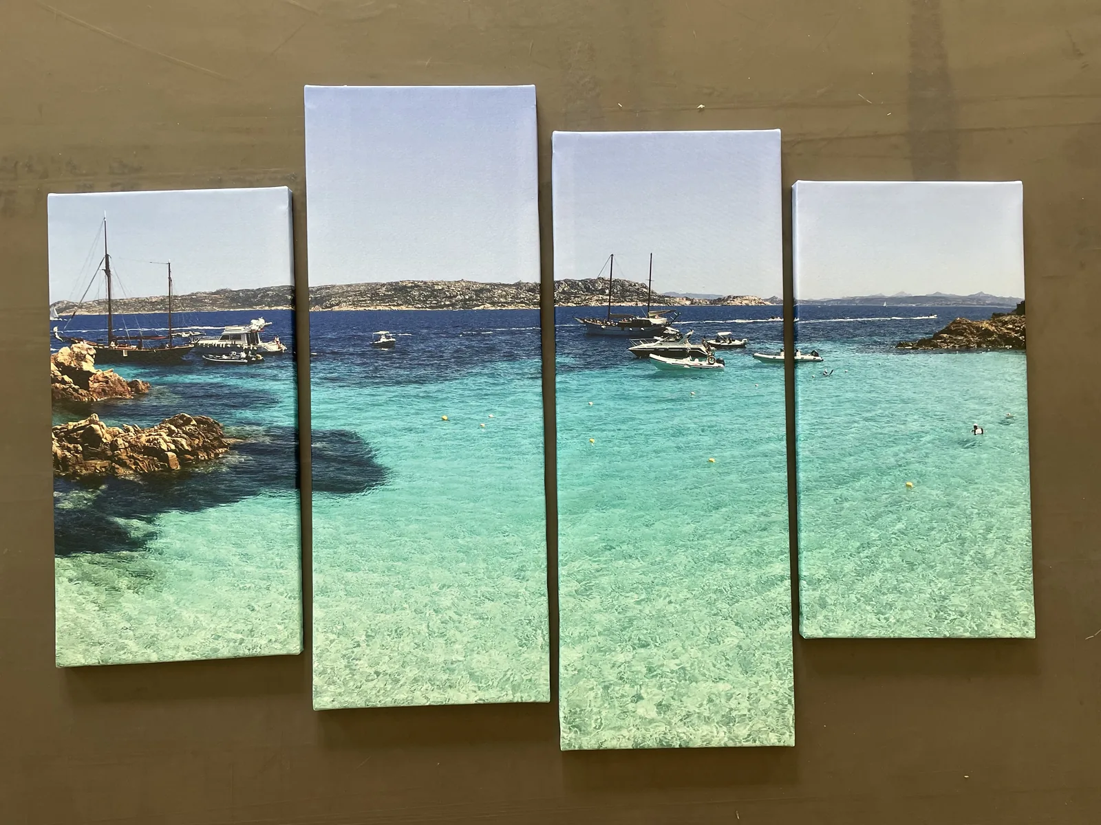 Tela canvas in quattro pannelli con foto di mare